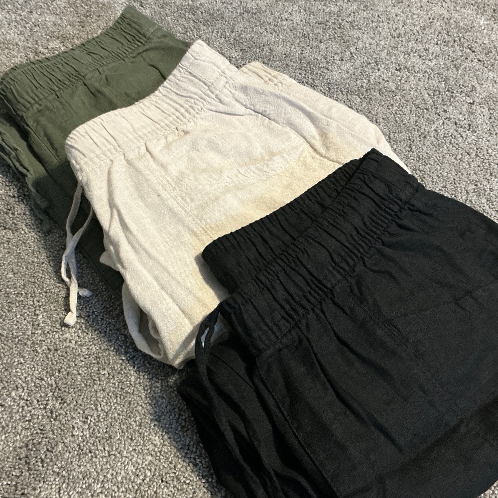 Old Navy High Waisted Linen Straight Pants-Women't Medium Petite (3 Pair)